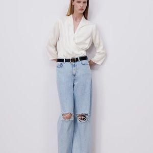 Zara Wide Leg High Rise Seamless Jeans sz 6 / 28